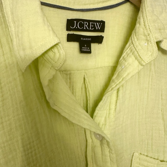 J. Crew Vibrant Chartreuse gauze button up size 6 - Picture 2 of 5